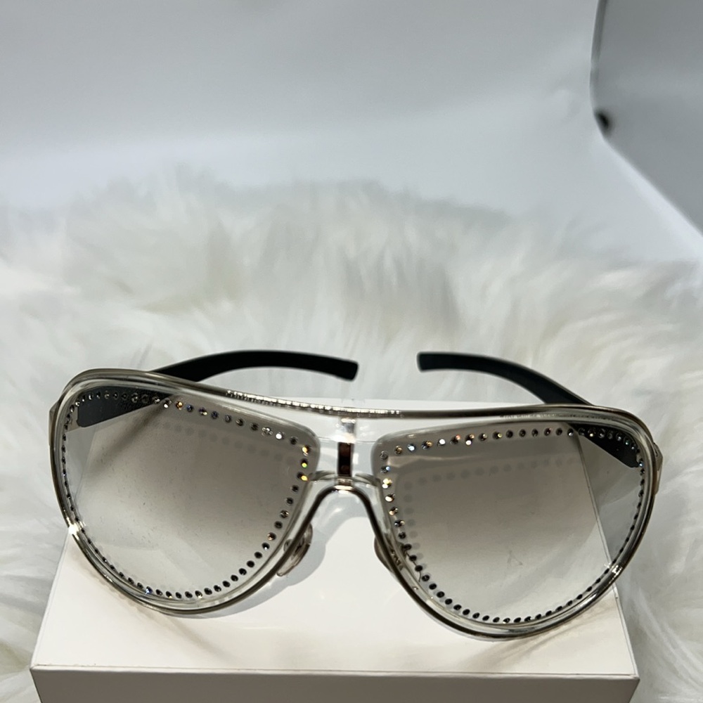 GUCCI NEW AUTHENTIC 1566 S/STRASS SWAROVSKI CRYSTAL AVIATOR SUNGLASSES (GREY MS) - Picture 5 of 17